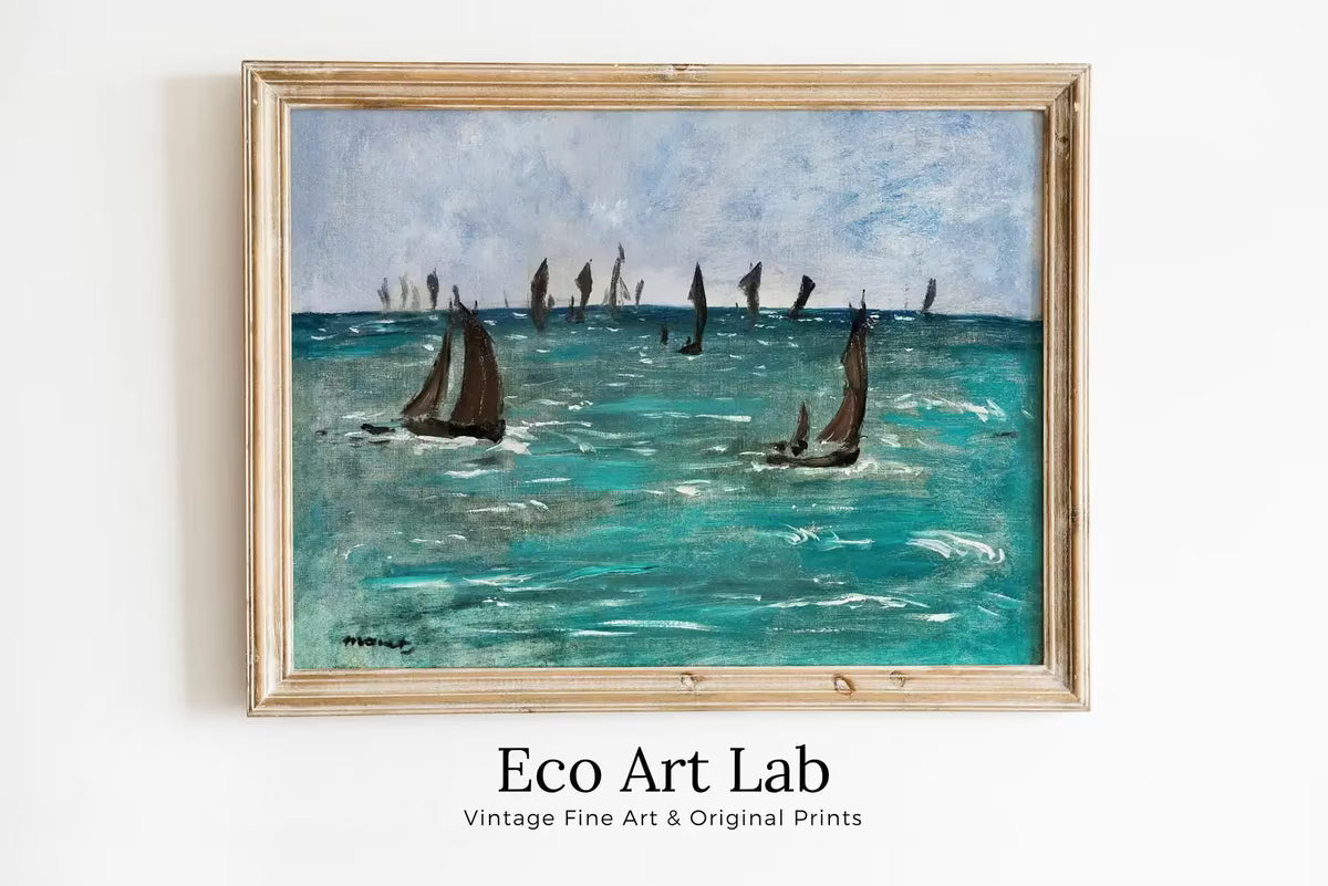 Boats at Sea Famous Édouard Manet Painting. Manet Print Nautical Wall Decor, Boat Art. Vintage Ocean Landscape Painting. Sailboat Print – Printable Wall Art