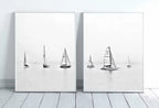 Boats At Sea Set of 2 Prints, Nautical Wall Decor. Printable Wall Art Prints, 2 piece wall art Black and White Print Minimalist boat decor – Printable Wall Art Set