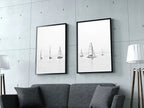 Boats At Sea Set of 2 Prints, Nautical Wall Decor. Printable Wall Art Prints, 2 piece wall art Black and White Print Minimalist boat decor – Printable Wall Art Set