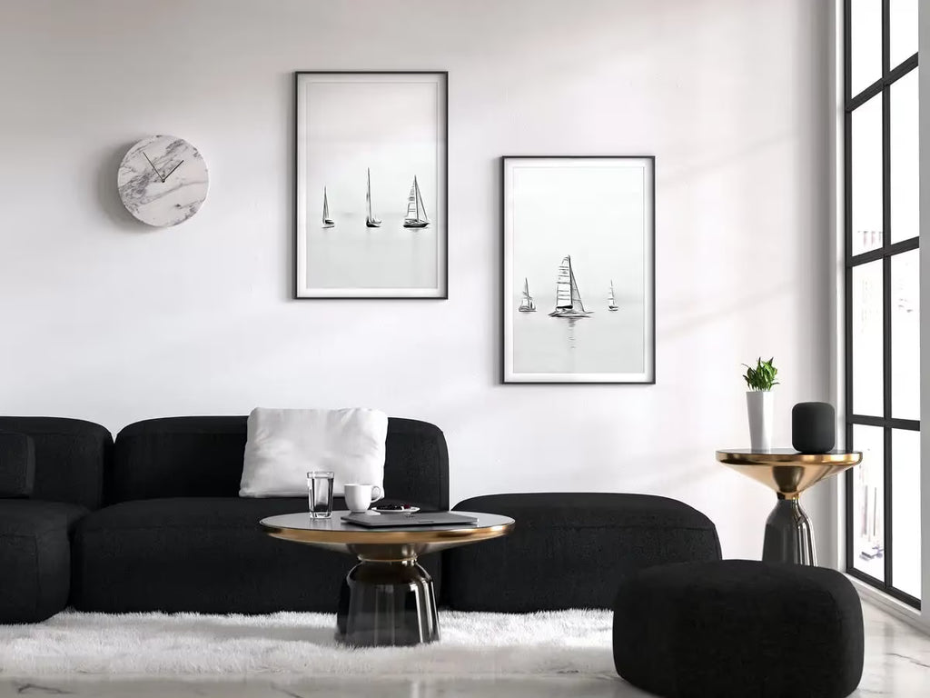 Boats At Sea Set of 2 Prints, Nautical Wall Decor. Printable Wall Art Prints, 2 piece wall art Black and White Print Minimalist boat decor – Printable Wall Art Set