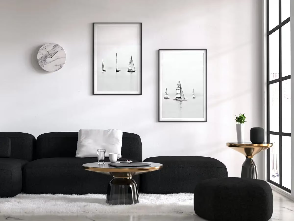 Boats At Sea Set of 2 Prints, Nautical Wall Decor. Printable Wall Art Prints, 2 piece wall art Black and White Print Minimalist boat decor – Printable Wall Art Set