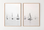 Ensemble de 2 affiches, bateaux en mer, décor mural nautique. Affiches d’art mural à télécharger, art mural de 2 pièces, affiche noir et blanc minimaliste de bateau.