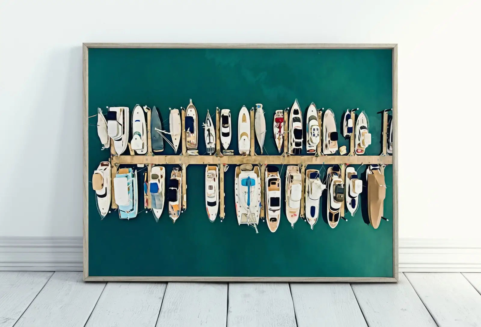 Included artwork preview showing first selection of artworks from Boats in a Harbor Printable Wall Art. Aerial View Print Nautical Wall Decor. Instant Download Boat Wall Art Yacht Print. Maritime Decor.