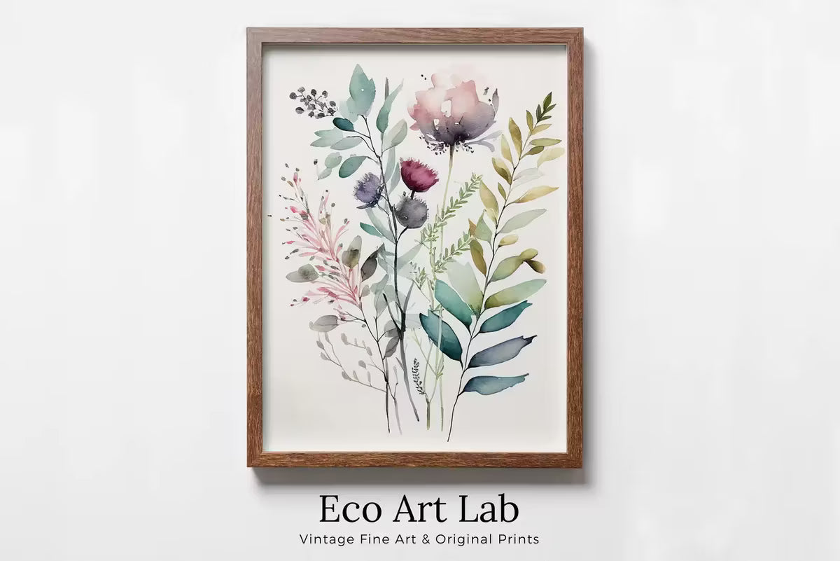 Boho Floral Art. Floral Printable Wall Art. Watercolor Botanical Print. Printable Flower Watercolor. Wild Flowers Art. Floral Minimalist Art – Printable Wall Art