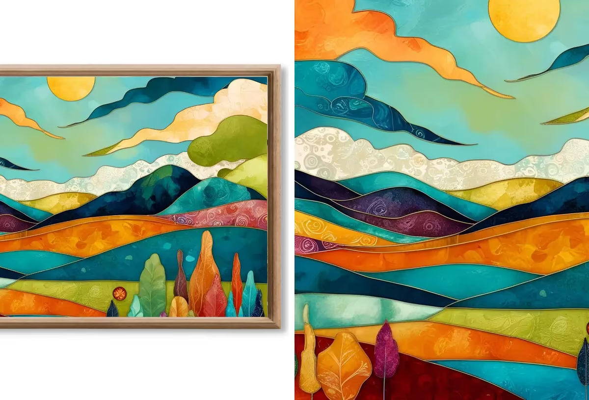 Boho Wall Art for Frame TV – Maximalist, Whimsical, Abstract Original Paintings – Folk Art Style Frame TV Art Set 4K 8K – Frame TV Art Set