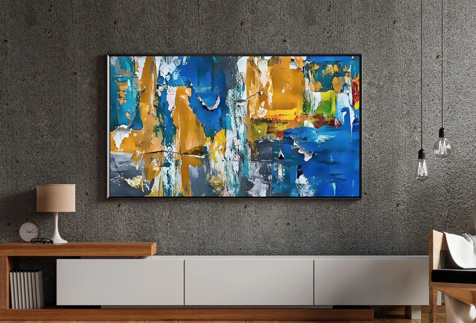 Bold Blue Abstract Painting Frame TV Art. Digital Download, Digital Art for TV, Colorful Wall Art, Abstract Artwork for The Frame TV – Frame TV Digital Download Art – Digital Download