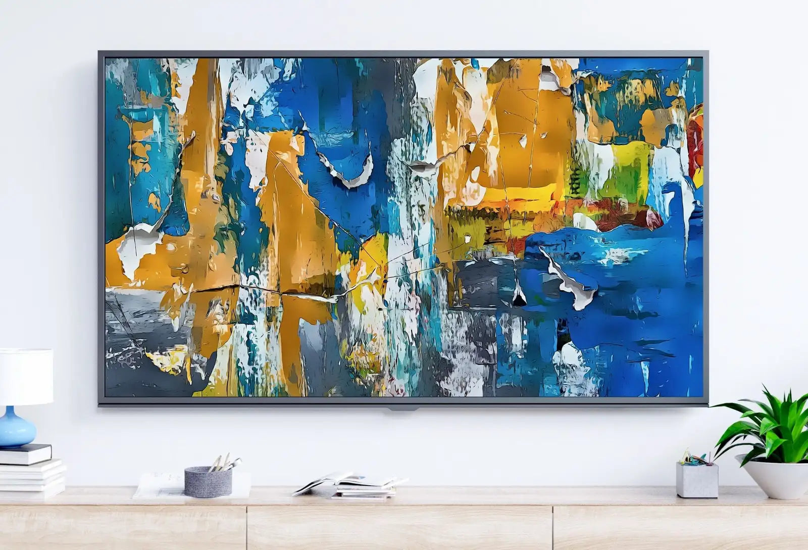 Bold Blue Abstract Painting Frame TV Art. Digital Download, Digital Art for TV, Colorful Wall Art, Abstract Artwork for The Frame TV – Frame TV Digital Download Art – Digital Download