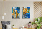 Bold Blue Abstract Painting Set of 2 Prints. Colorful Printable Wall Art, Abstract . Modern 2 Piece Wall Art Prints – Printable Wall Art Set