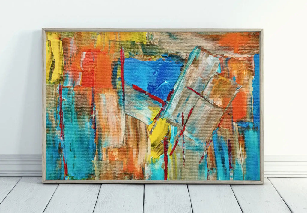 Included artwork preview showing first selection of artworks from Bold Modern Abstract Painting Printable Wall Art. Colorful Abstract Wall Art Download. Abstract Digital Art Print for Bedroom or Living Room.