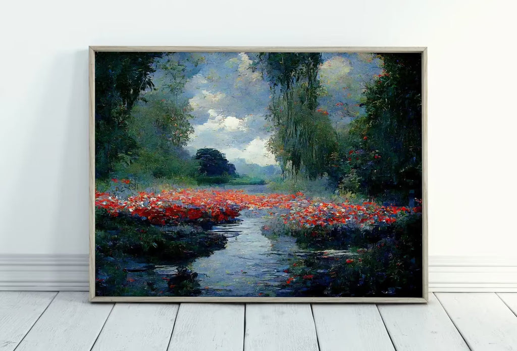Botanical Landscape Monet Inspired Digital Painting. Instant Download Floral Decor. Monet Botanical Print. Printable Wall Art Abstract Decor – Printable Wall Art