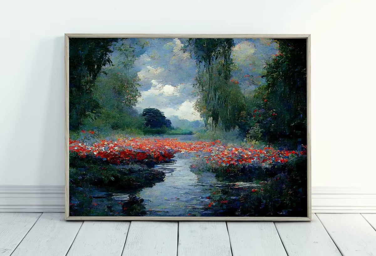 Botanical Landscape Monet Inspired Digital Painting. Instant Download Floral Decor. Monet Botanical Print. Printable Wall Art Abstract Decor – Printable Wall Art