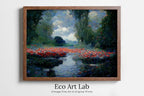 Framed view of Botanical Landscape Monet Inspired Digital Painting. Instant Download Floral Decor. Monet Botanical Print. Printable Wall Art Abstract Decor – printable wall art digital download.