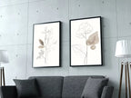 Botanical Line Art Set of 2 Prints. Neutral Wall Art Prints. Plant Prints Minimalist Modern Beige & White Wall Decor. Printable Wall Art. #1 – Printable Wall Art Set