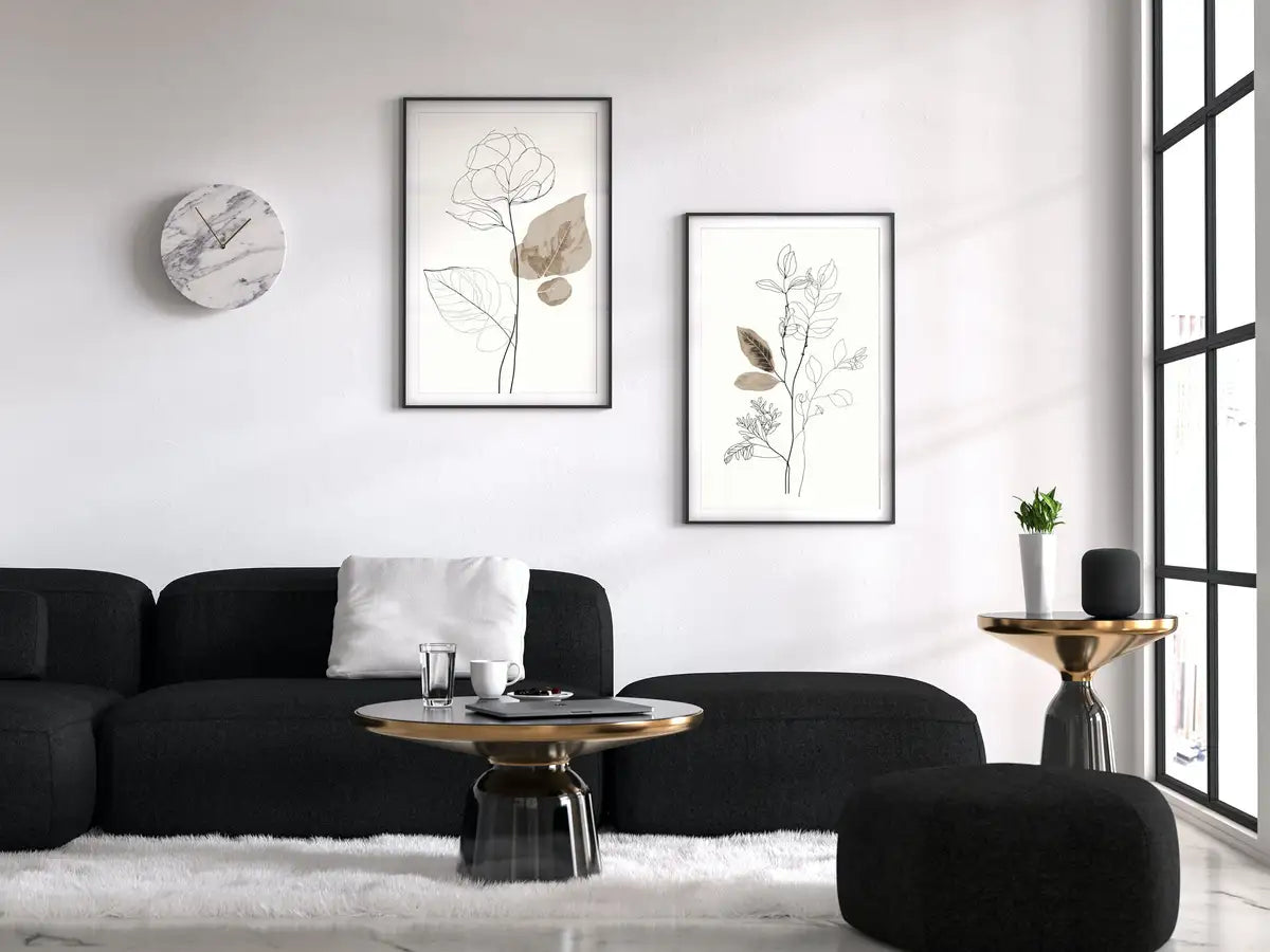 Botanical Line Art Set of 2 Prints. Neutral Wall Art Prints. Plant Prints Minimalist Modern Beige & White Wall Decor. Printable Wall Art. #1 – Printable Wall Art Set (Digital Download) – Digital Download
