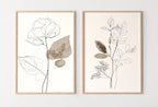 Botanical Line Art Set of 2 Prints. Neutral Wall Art Prints. Plant Prints Minimalist Modern Beige & White Wall Decor. Printable Wall Art. #1 – Printable Wall Art Set (Digital Download) – Digital Download