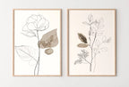 Botanical Line Art Set of 2 Prints. Neutral Wall Art Prints. Plant Prints Minimalist Modern Beige & White Wall Decor. Printable Wall Art. #1 – Printable Wall Art Set