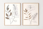 Botanical Line Art Set of 2 Prints. Neutral Wall Art Prints. Plant Prints Minimalist Modern Beige & White Wall Decor. Printable Wall Art. #3 – Printable Wall Art Set