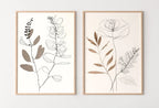 Ensemble de 2 impressions d’art de ligne botanique. Impressions d’art mural neutres. Impressions de plantes minimalistes modernes beige et blanc. Décor mural à imprimer. #3