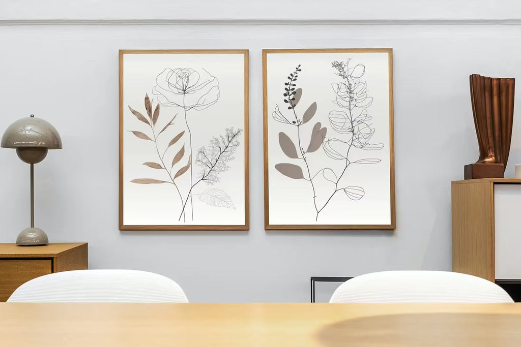 Botanical Line Art Set of 2 Prints. Neutral Wall Art Prints. Plant Prints Minimalist Modern Beige & White Wall Decor. Printable Wall Art. #3 – Printable Wall Art Set