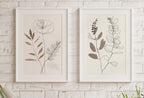 Ensemble de 2 impressions d’art de ligne botanique. Impressions d’art mural neutres. Impressions de plantes minimalistes modernes beige et blanc. Décor mural à imprimer. #3