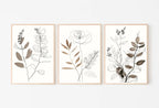 Ensemble de 3 impressions d’art botanique en traits minimalistes. Impressions murales neutres. Motifs de plantes minimalistes en beige et blanc. Art mural imprimable