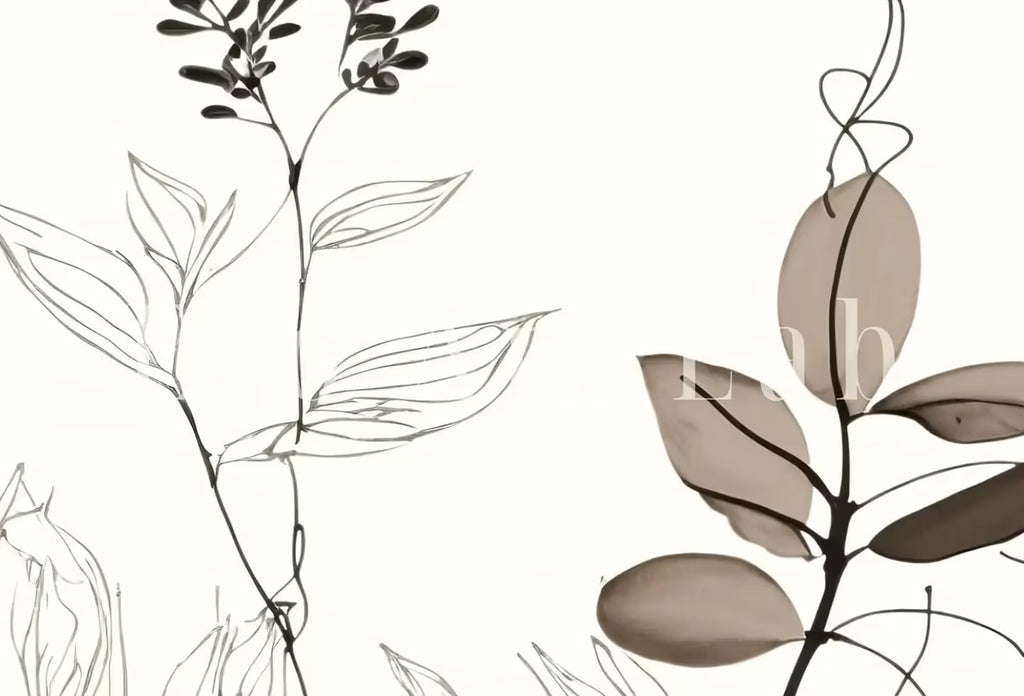 Botanical Line Art Set of 3 Prints. Neutral Wall Art Prints. Plant Prints Minimalist Modern Beige & White Wall Decor. Printable Wall Art. #1 – Printable Wall Art Set