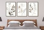 Ensemble de 3 impressions d’art botanique en traits minimalistes. Impressions murales neutres. Motifs de plantes minimalistes en beige et blanc. Art mural imprimable
