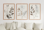 Ensemble de 3 impressions d’art botanique en traits minimalistes. Impressions murales neutres. Motifs de plantes minimalistes en beige et blanc. Art mural imprimable