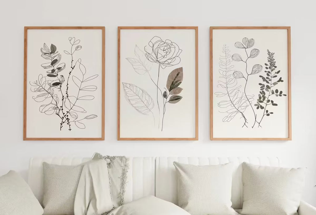 Botanical Line Art Set of 3 Prints. Neutral Wall Art Prints. Plant Prints Minimalist Modern Beige & White Wall Decor. Printable Wall Art. #2 – Printable Wall Art Set