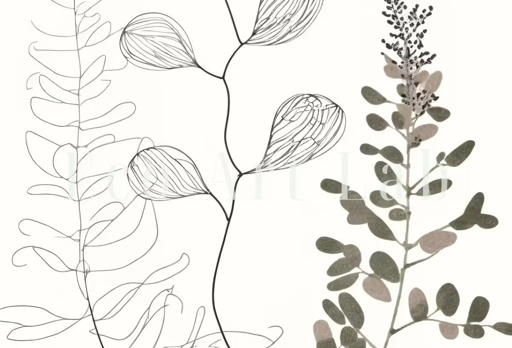 Botanical Line Art Set of 3 Prints. Neutral Wall Art Prints. Plant Prints Minimalist Modern Beige & White Wall Decor. Printable Wall Art. #2 – Printable Wall Art Set