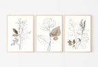 Botanical Line Art Set of 3 Prints. Neutral Wall Art Prints. Plant Prints Minimalist Modern Beige & White Wall Decor. Printable Wall Art. #3 – Printable Wall Art Set