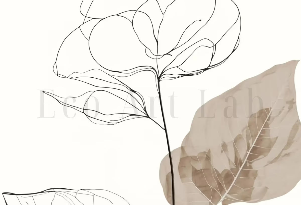 Botanical Line Art Set of 3 Prints. Neutral Wall Art Prints. Plant Prints Minimalist Modern Beige & White Wall Decor. Printable Wall Art. #3 – Printable Wall Art Set