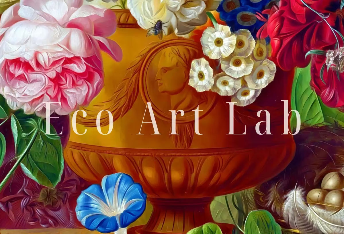 Botanical Painting Still Life Printable Digital Wall Art, Flower Vase Still Art Vintage Print, Antique Retro Style Colorful Instant Download – Printable Wall Art