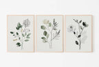 Botanical Print Set of 3. Sage Green Gallery Wall Art. Boho Wild Flowers Printable Art. Abstract Line Art. Watercolor Floral Minimalist #2 – Printable Wall Art Set