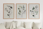 Botanical Print Set of 3. Sage Green Gallery Wall Art. Boho Wild Flowers Printable Art. Abstract Line Art. Watercolor Floral Minimalist #2 – Printable Wall Art Set