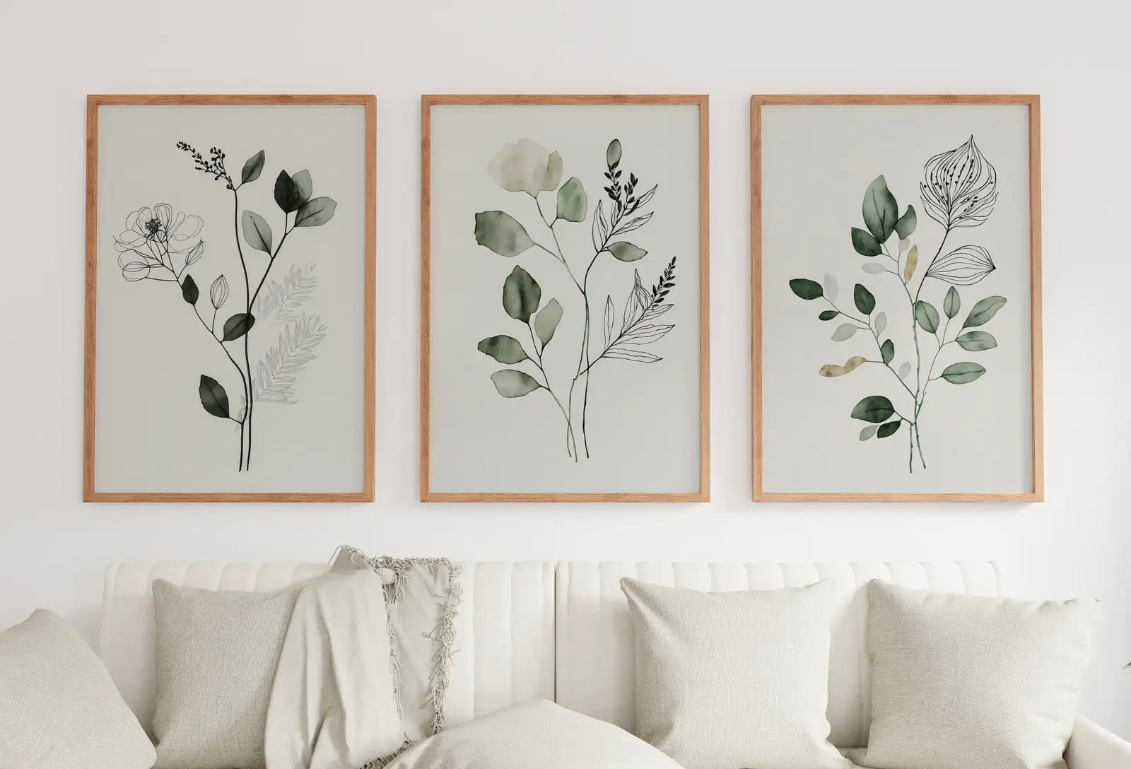 Botanical Print Set of 3. Sage Green Gallery Wall Art. Boho Wild Flowers Printable Art. Abstract Line Art. Watercolor Floral Minimalist #2 – Printable Wall Art Set (Digital Download) – Digital Download