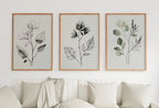 Botanical Print Set of 3. Sage Green Gallery Wall Art. Boho Wild Flowers Printable Art. Abstract Line Art. Watercolor Floral Minimalist #3 – Printable Wall Art Set
