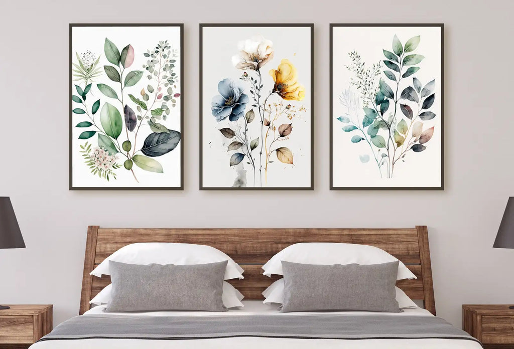 Included artwork preview showing first selection of artworks from Botanical Print Set of 3. Watercolor Gallery Wall Art. Floral Printable Line Art. Wild Flowers Bouquet Art. Minimal Boho Floral Prints. #1.