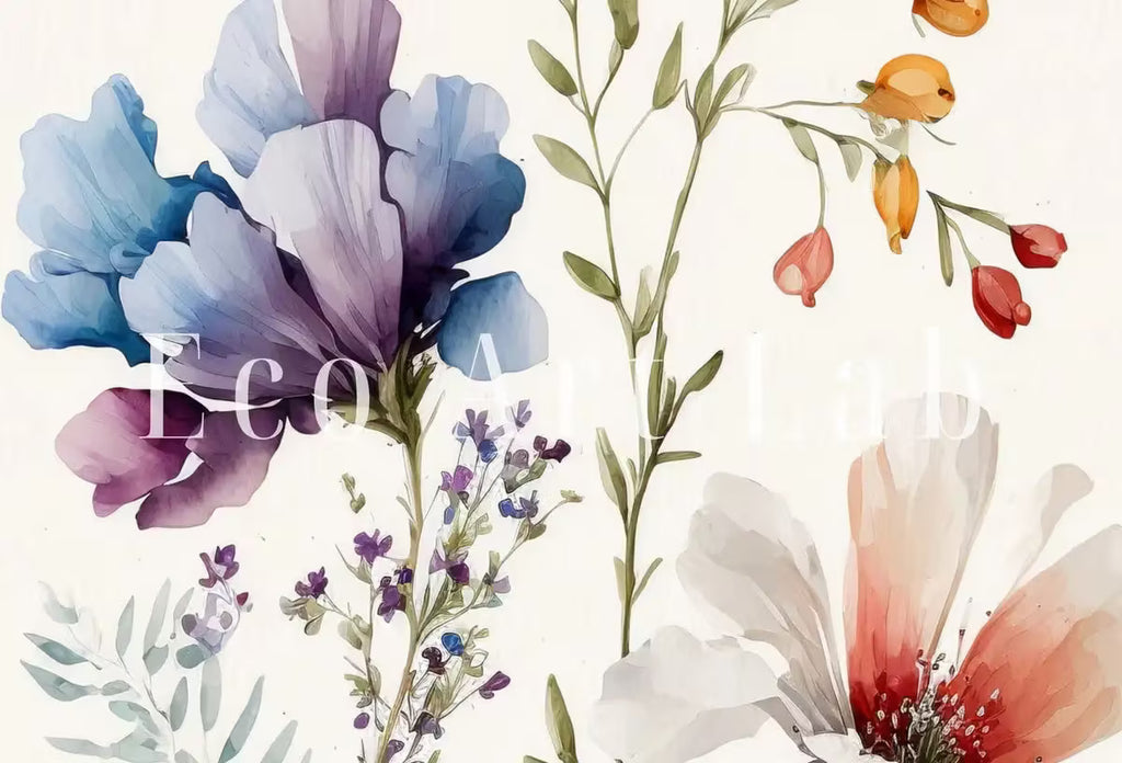 Botanical Print Set of 3. Watercolor Gallery Wall Art. Floral Printable Line Art. Wild Flowers Bouquet Art. Minimal Boho Floral Prints. #2 – Printable Wall Art Set