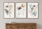 Botanical Print Set of 3. Watercolor Gallery Wall Art. Floral Printable Line Art. Wild Flowers Bouquet Art. Minimal Boho Floral Prints. #3 – Printable Wall Art Set