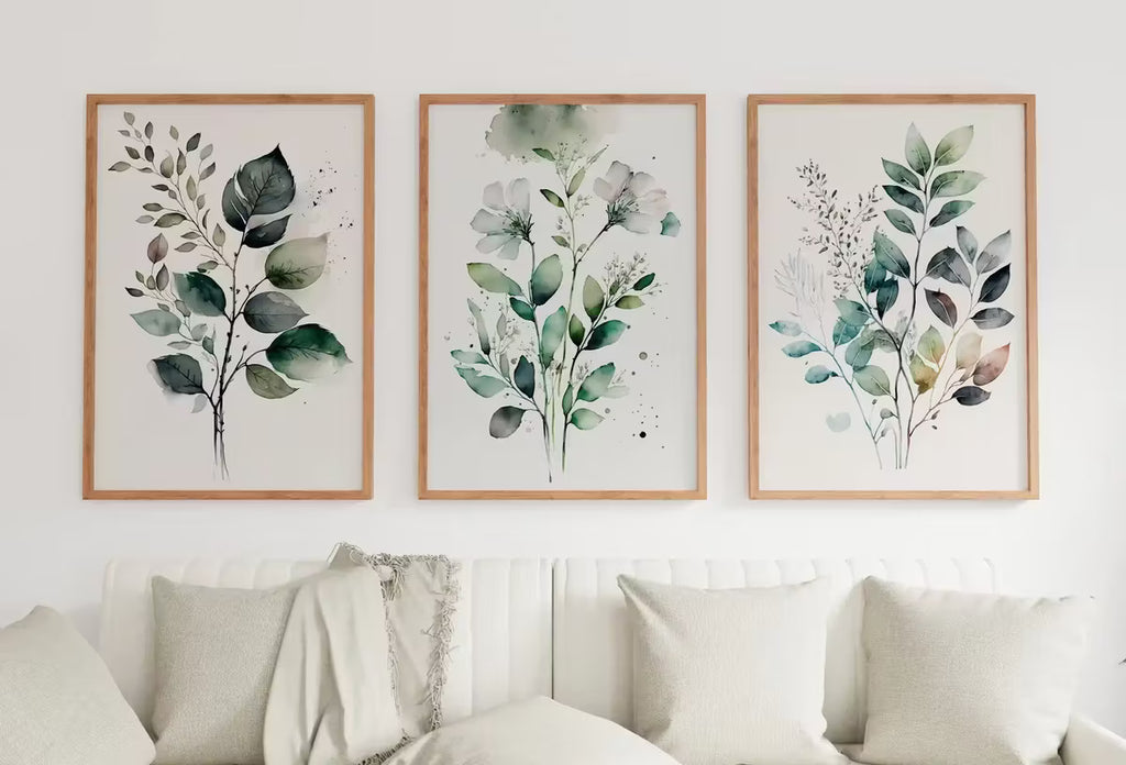 Botanical Print Set of 3. Watercolor Gallery Wall Art. Floral Printable Line Art. Wild Flowers Bouquet Art. Minimal Boho Floral Prints. #4