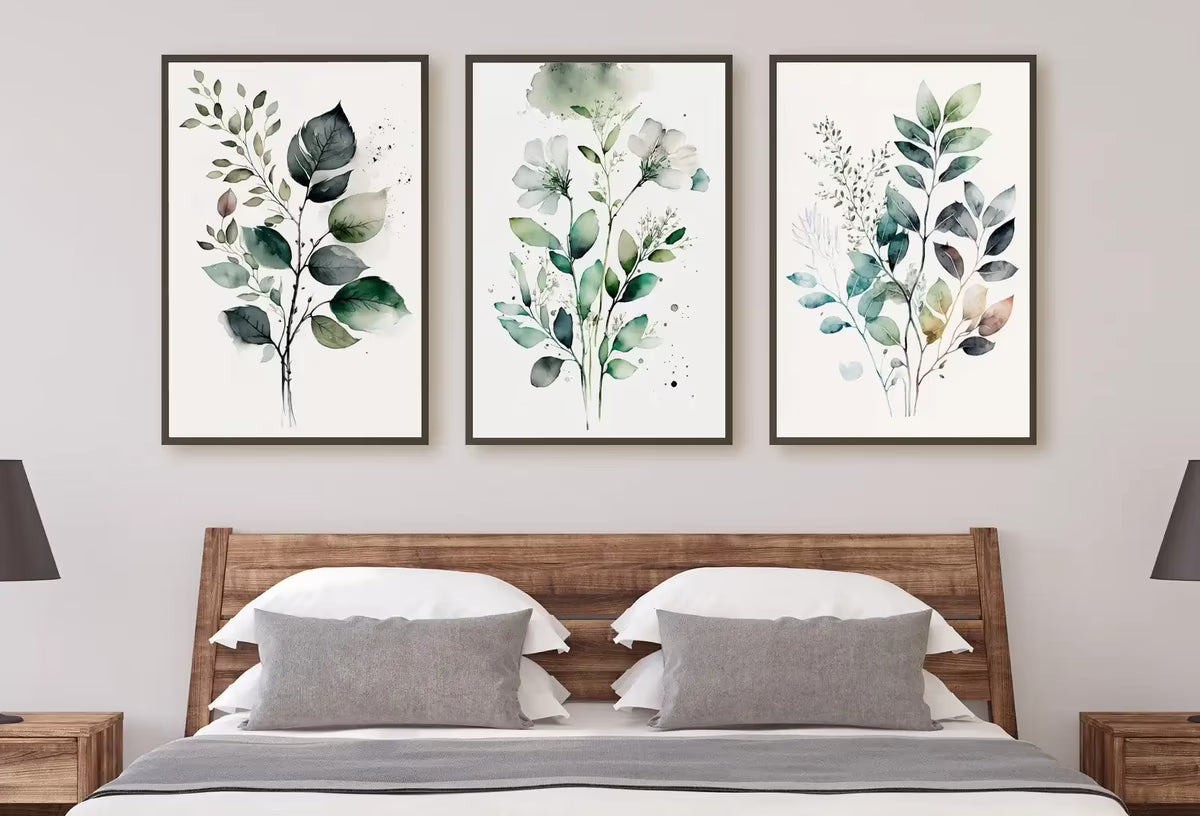 Botanical Print Set of 3. Watercolor Gallery Wall Art. Floral Printable Line Art. Wild Flowers Bouquet Art. Minimal Boho Floral Prints. #4