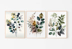 Framed view of Botanical Print Set of 3. Watercolor Gallery Wall Art. Floral Printable Line Art. Wild Flowers Bouquet Art. Minimal Boho Floral Prints. #5 – printable wall art digital download.