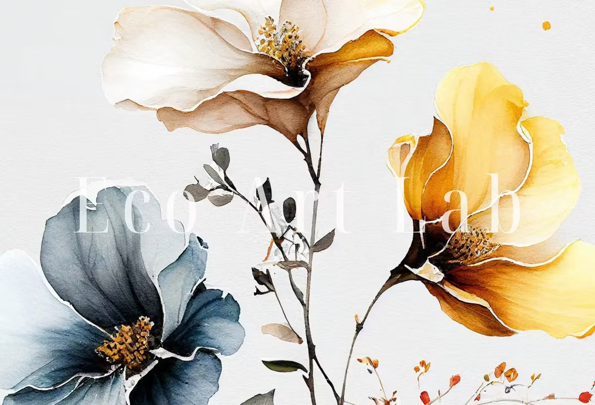 Botanical Prints Set of 2. Watercolor Gallery Wall Art. Floral Printable Art. Wild Flowers Bouquet Art. Minimal Boho Floral Prints. #1 – Printable Wall Art Set