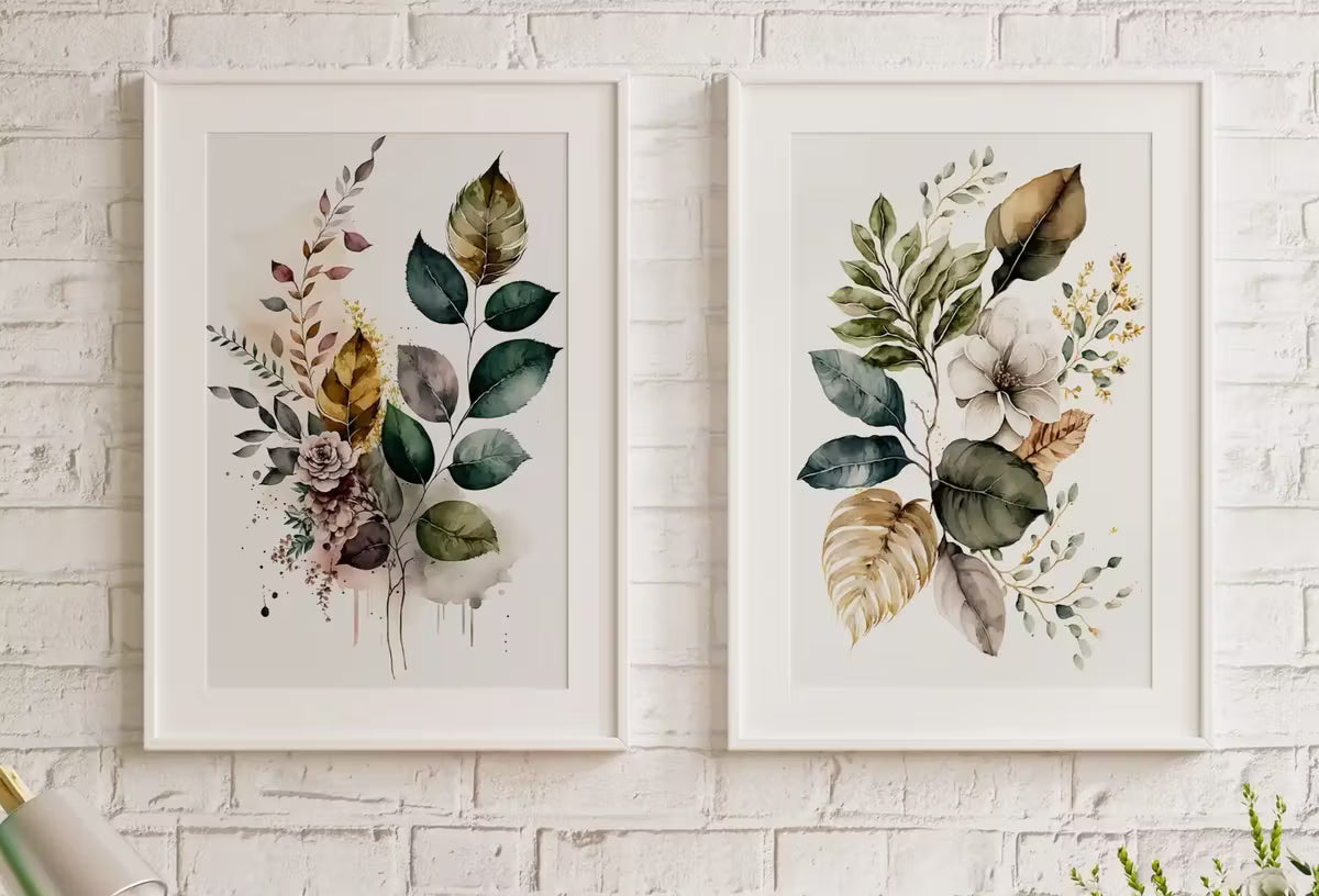 Botanical Prints Set of 2. Watercolor Gallery Wall Art. Floral Printable Art. Wild Flowers Bouquet Art. Minimal Boho Floral Prints. #2 – Printable Wall Art Set