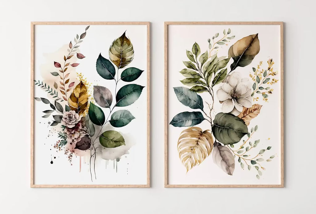 Botanical Prints Set of 2. Watercolor Gallery Wall Art. Floral Printable Art. Wild Flowers Bouquet Art. Minimal Boho Floral Prints. #2 – Printable Wall Art Set