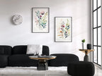 Framed view of Botanical Prints Set of 2. Watercolor Gallery Wall Art. Floral Printable Art. Wild Flowers Bouquet Art. Minimal Boho Floral Prints. #3 – printable wall art digital download.