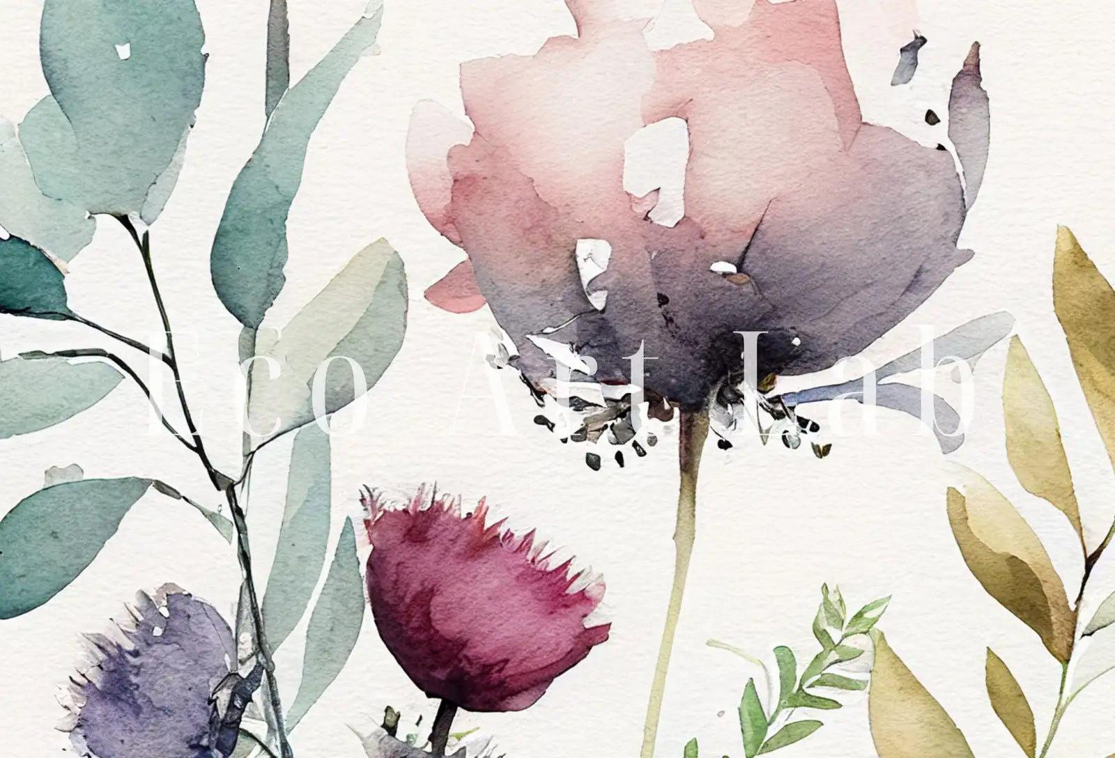 Ensemble de deux impressions botaniques : Art mural aquarelle pour une galerie, art floral imprimable, bouquet de fleurs sauvages, impressions florales bohèmes minimalistes.