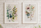 Framed view of Botanical Prints Set of 2. Watercolor Gallery Wall Art. Floral Printable Art. Wild Flowers Bouquet Art. Minimal Boho Floral Prints. #4 – printable wall art digital download.