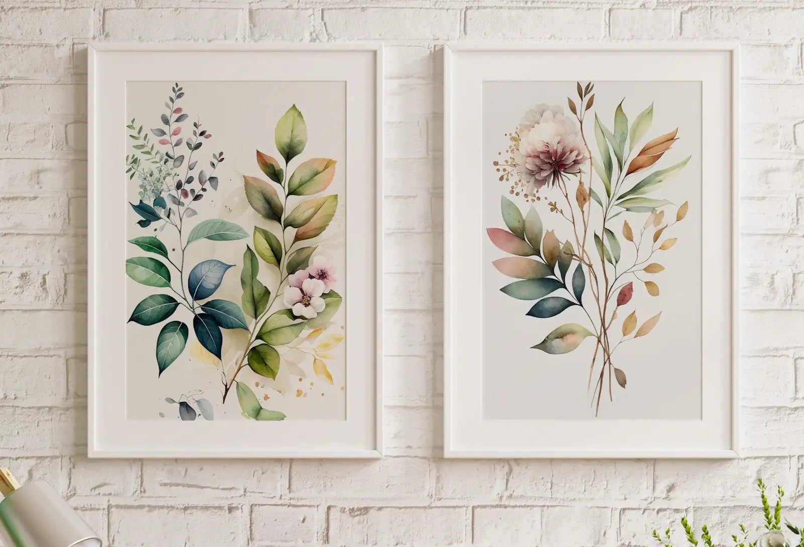 Botanical Prints Set of 2. Watercolor Gallery Wall Art. Floral Printable Art. Wild Flowers Bouquet Art. Minimal Boho Floral Prints. #4 – Printable Wall Art Set (Digital Download)